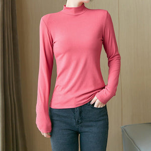 Modal half - high collar top for women, new spring style, slim - fitting long - sleeved T-shirt, slim protein bottoming shirt - Negative Apparel