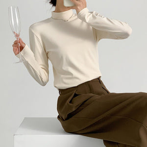 Modal half - high collar top for women, new spring style, slim - fitting long - sleeved T-shirt, slim protein bottoming shirt - Negative Apparel