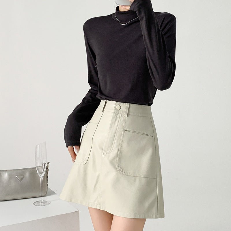 Modal half - high collar top for women, new spring style, slim - fitting long - sleeved T-shirt, slim protein bottoming shirt - Negative Apparel