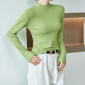 Modal half - high collar top for women, new spring style, slim - fitting long - sleeved T-shirt, slim protein bottoming shirt - Negative Apparel