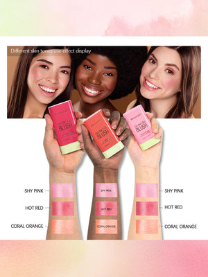 Moisturizing Blush Stick, Tinted Solid Moisturizer Stick For Cheek & Eyes & Lips #Coral Orange - Negative Apparel