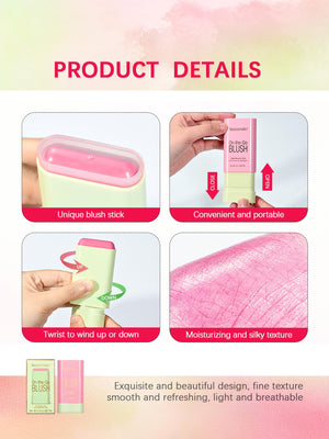 Moisturizing Blush Stick, Tinted Solid Moisturizer Stick For Cheek & Eyes & Lips #Coral Orange - Negative Apparel