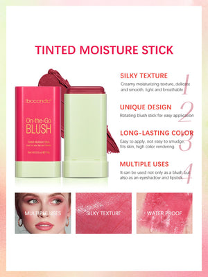 Moisturizing Blush Stick, Tinted Solid Moisturizer Stick For Cheek & Eyes & Lips #Coral Orange - Negative Apparel