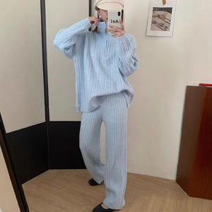 Moodi 86434 Women’s Wool Blend Casual Two - Piece Suit | Korean Style Winter Set - Negative Apparel