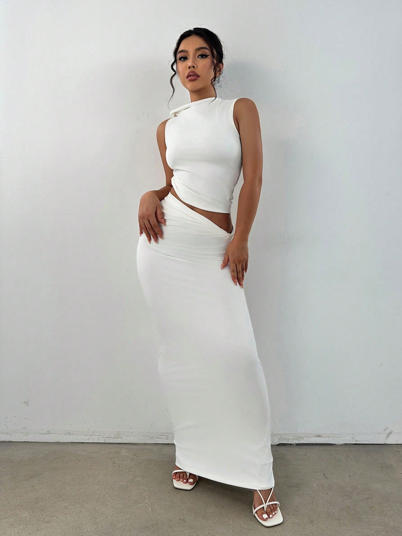 MOOSTA Mock Neck Crop Tank Top & Pencil Skirt - Negative Apparel