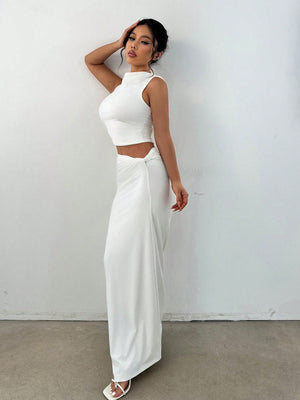 MOOSTA Mock Neck Crop Tank Top & Pencil Skirt - Negative Apparel