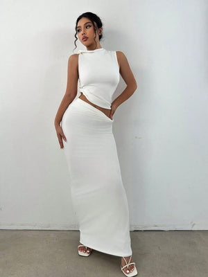 MOOSTA Mock Neck Crop Tank Top & Pencil Skirt - Negative Apparel