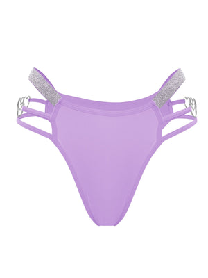 Multi - color thin straps, heart - shaped buttons, silver ribbons, breathable mid - waist women's thong - Negative Apparel