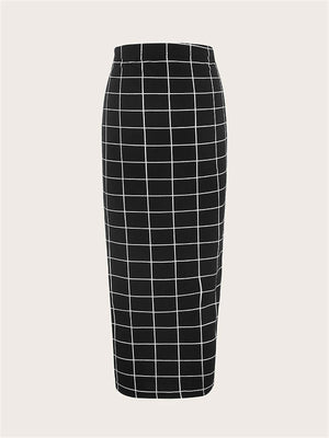 Mulvari Grid Pencil Skirt - Negative Apparel
