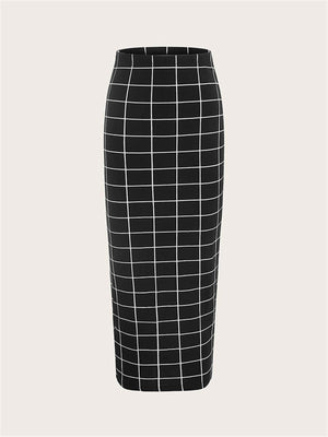 Mulvari Grid Pencil Skirt - Negative Apparel