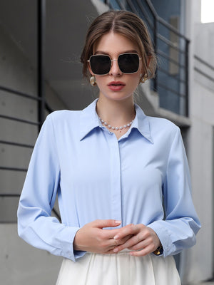 Mulvari Solid Hidden Button Placket Shirt - Negative Apparel
