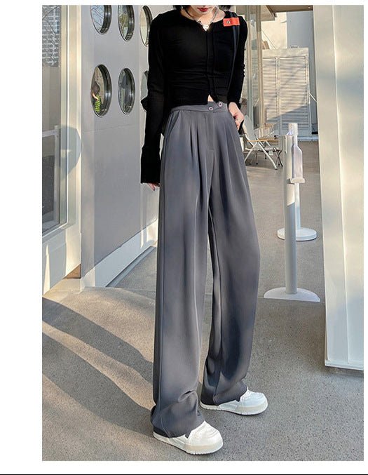 Narrow version wide - leg pants women's pants spring and autumn 2025 new casual straight - leg suit pants women's clothing high - waisted small pants women - Negative Apparel
