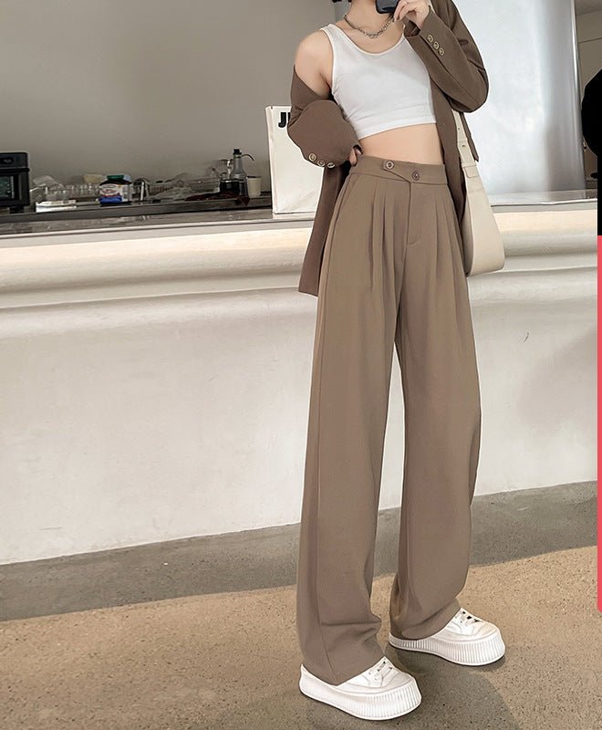 Narrow version wide - leg pants women's pants spring and autumn 2025 new casual straight - leg suit pants women's clothing high - waisted small pants women - Negative Apparel