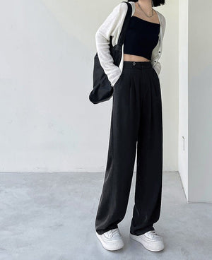 Narrow version wide - leg pants women's pants spring and autumn 2025 new casual straight - leg suit pants women's clothing high - waisted small pants women - Negative Apparel