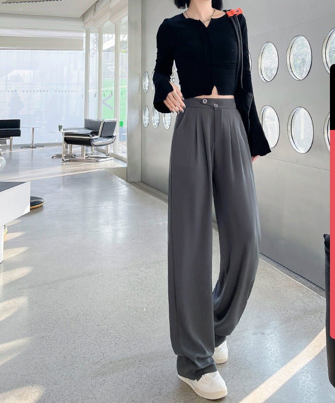 Narrow version wide - leg pants women's pants spring and autumn 2025 new casual straight - leg suit pants women's clothing high - waisted small pants women - Negative Apparel