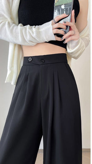 Narrow version wide - leg pants women's pants spring and autumn 2025 new casual straight - leg suit pants women's clothing high - waisted small pants women - Negative Apparel