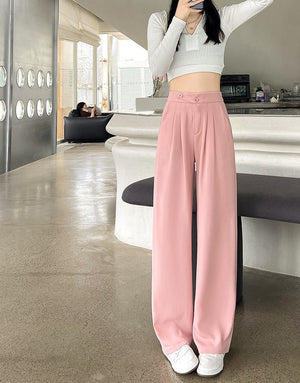 Narrow version wide - leg pants women's pants spring and autumn 2025 new casual straight - leg suit pants women's clothing high - waisted small pants women - Negative Apparel