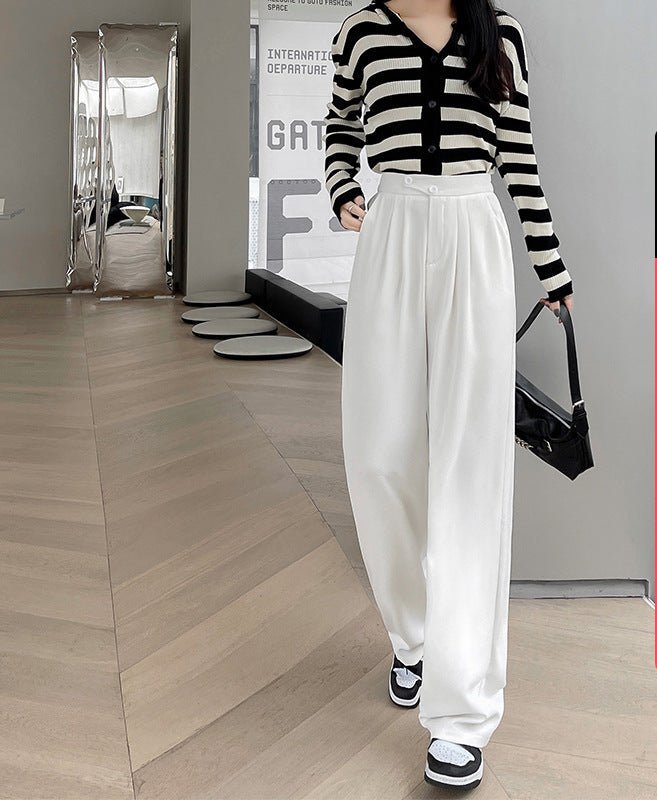 Narrow version wide - leg pants women's pants spring and autumn 2025 new casual straight - leg suit pants women's clothing high - waisted small pants women - Negative Apparel