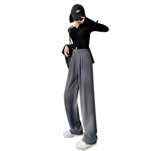 Narrow version wide - leg pants women's pants spring and autumn 2025 new casual straight - leg suit pants women's clothing high - waisted small pants women - Negative Apparel