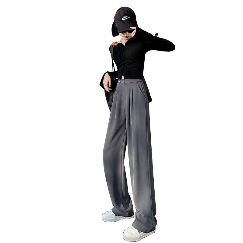 Narrow version wide - leg pants women's pants spring and autumn 2025 new casual straight - leg suit pants women's clothing high - waisted small pants women - Negative Apparel