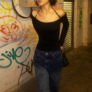 Neck slim - fitting bottoming shirt Spice Girl top - Negative Apparel