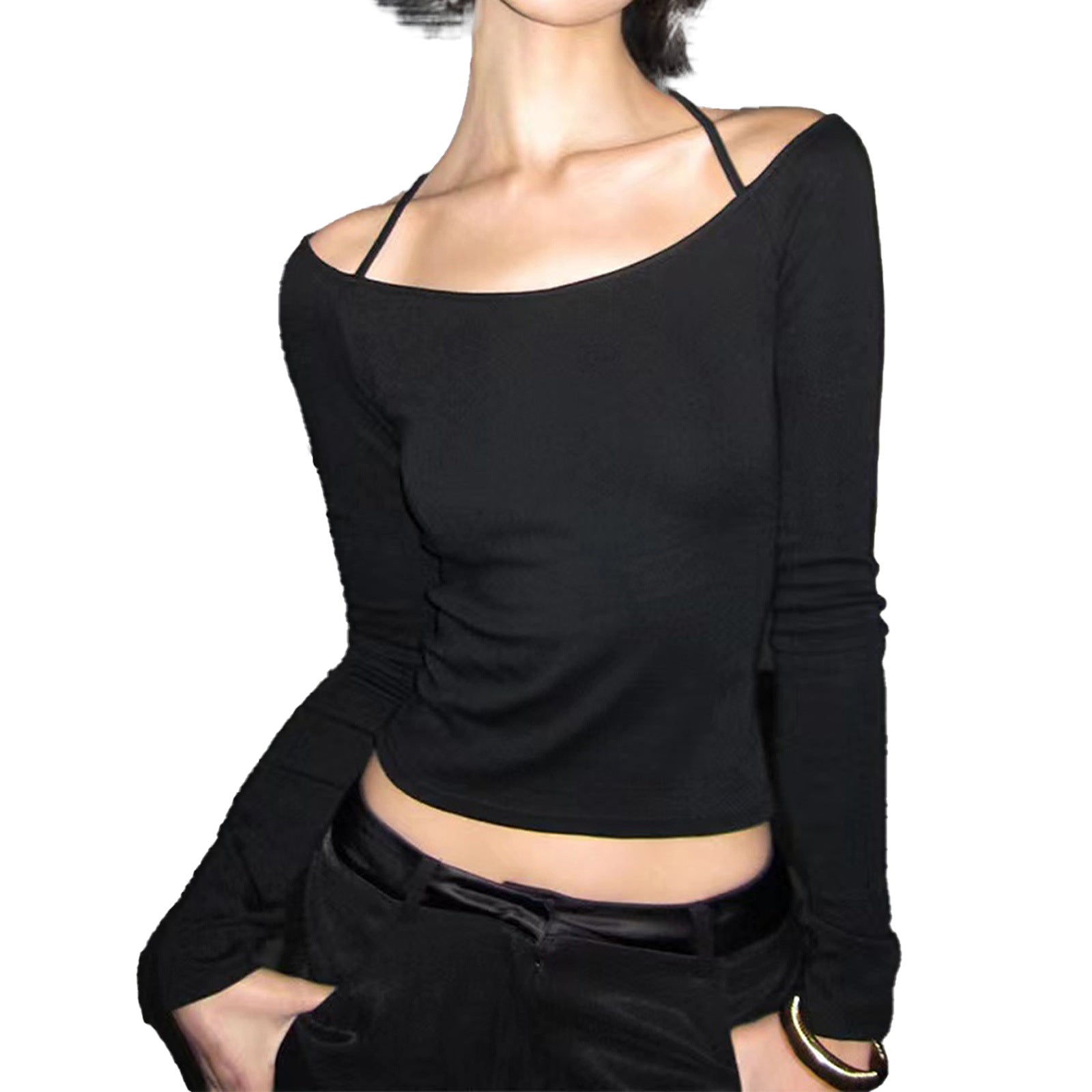Neck slim - fitting bottoming shirt Spice Girl top - Negative Apparel