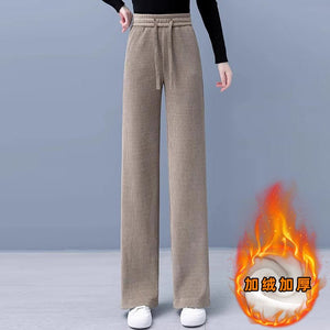 Negative Apparel D046 - 3 Women’s High - Waist Casual Straight Pants – Japanese & Korean Style, Autumn Collection, Polyester Wide - Leg Comfort - Negative Apparel