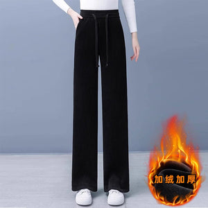 Negative Apparel D046 - 3 Women’s High - Waist Casual Straight Pants – Japanese & Korean Style, Autumn Collection, Polyester Wide - Leg Comfort - Negative Apparel