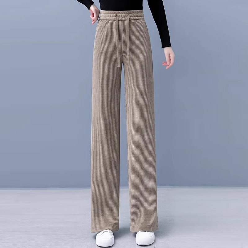Negative Apparel D046 - 3 Women’s High - Waist Casual Straight Pants – Japanese & Korean Style, Autumn Collection, Polyester Wide - Leg Comfort - Negative Apparel