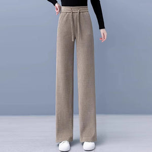 Negative Apparel D046 - 3 Women’s High - Waist Casual Straight Pants – Japanese & Korean Style, Autumn Collection, Polyester Wide - Leg Comfort - Negative Apparel