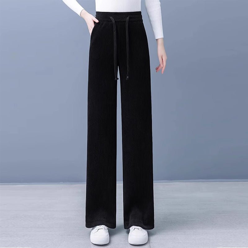 Negative Apparel D046 - 3 Women’s High - Waist Casual Straight Pants – Japanese & Korean Style, Autumn Collection, Polyester Wide - Leg Comfort - Negative Apparel