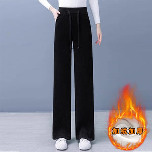 Negative Apparel D046 - 3 Women’s High - Waist Casual Straight Pants – Japanese & Korean Style, Autumn Collection, Polyester Wide - Leg Comfort - Negative Apparel