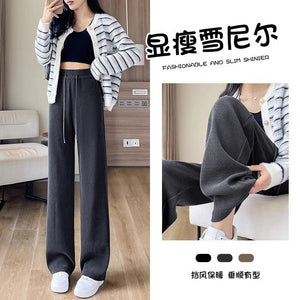 Negative Apparel D046 - 3 Women’s High - Waist Casual Straight Pants – Japanese & Korean Style, Autumn Collection, Polyester Wide - Leg Comfort - Negative Apparel