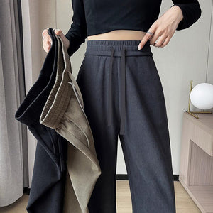 Negative Apparel D046 - 3 Women’s High - Waist Casual Straight Pants – Japanese & Korean Style, Autumn Collection, Polyester Wide - Leg Comfort - Negative Apparel