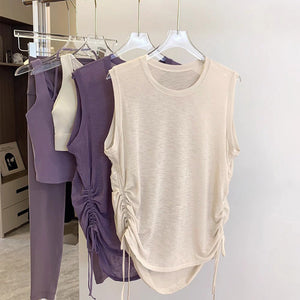 Negative Apparel JS008 - 1 Women’s Sleeveless Sports T-Shirt – Solid Colors, Crew Neck Fitness & Casual Top | Summer Collection - Negative Apparel