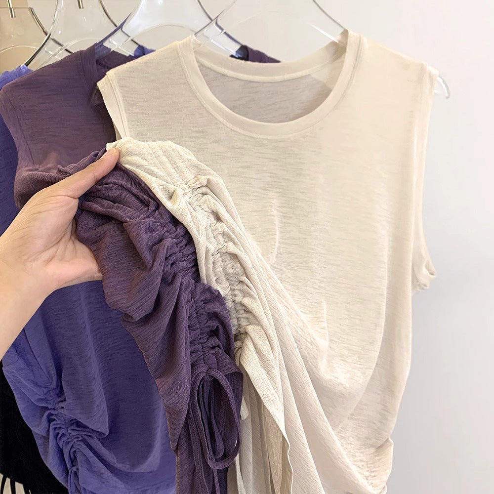 Negative Apparel JS008 - 1 Women’s Sleeveless Sports T-Shirt – Solid Colors, Crew Neck Fitness & Casual Top | Summer Collection - Negative Apparel