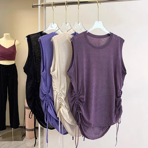 Negative Apparel JS008 - 1 Women’s Sleeveless Sports T-Shirt – Solid Colors, Crew Neck Fitness & Casual Top | Summer Collection - Negative Apparel