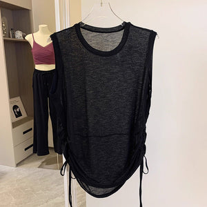 Negative Apparel JS008 - 1 Women’s Sleeveless Sports T-Shirt – Solid Colors, Crew Neck Fitness & Casual Top | Summer Collection - Negative Apparel