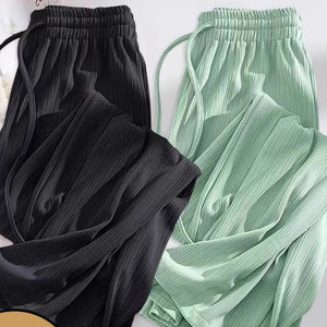 Negative Apparel Women’s High - Waist Wide - Leg Casual Pants – Japanese & Korean Style, Solid Colors | Summer 2025 Collection - Negative Apparel