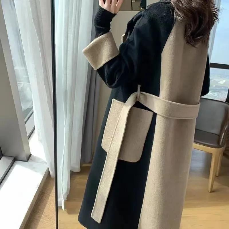 Negative Apparel Women’s Long Wool Jacket – Double - Breasted, Elegant Commuter Style, Winter 2025 Collection - Negative Apparel