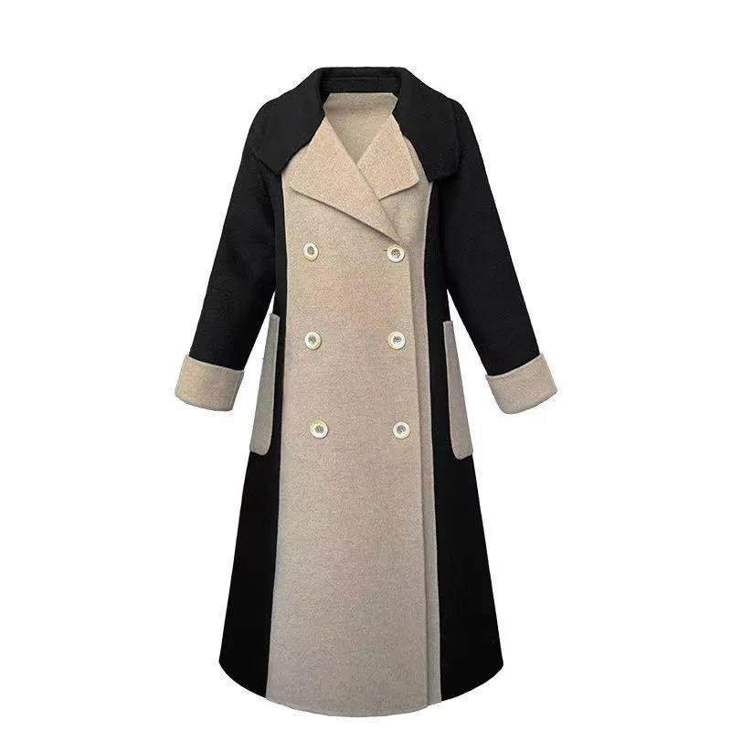 Negative Apparel Women’s Long Wool Jacket – Double - Breasted, Elegant Commuter Style, Winter 2025 Collection - Negative Apparel