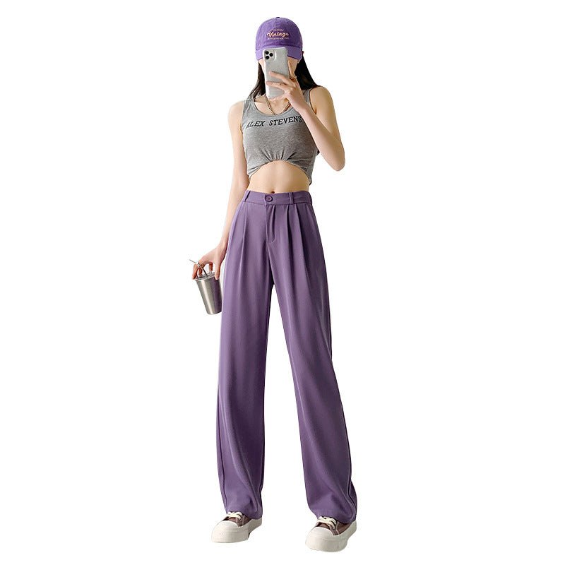 Nettext suit pants women's summer new casual mopping high - waisted wide - leg pants drooping long pants straight small pants - Negative Apparel