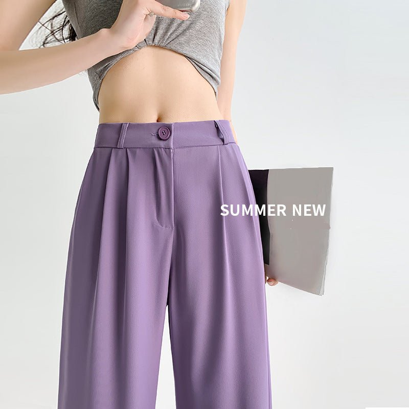 Nettext suit pants women's summer new casual mopping high - waisted wide - leg pants drooping long pants straight small pants - Negative Apparel