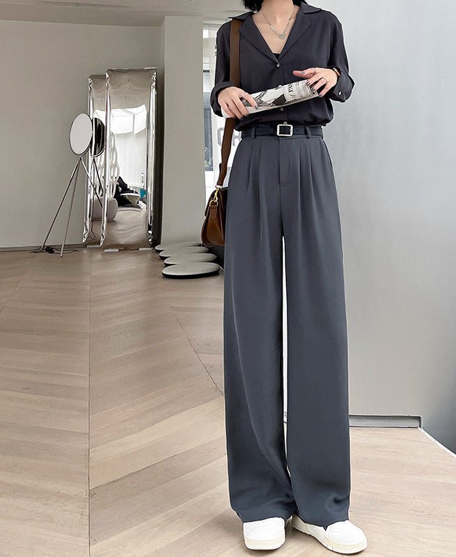 Nettext suit pants women's summer new casual mopping high - waisted wide - leg pants drooping long pants straight small pants - Negative Apparel
