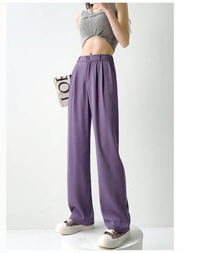 Nettext suit pants women's summer new casual mopping high - waisted wide - leg pants drooping long pants straight small pants - Negative Apparel