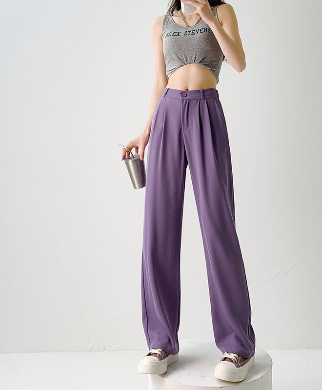 Nettext suit pants women's summer new casual mopping high - waisted wide - leg pants drooping long pants straight small pants - Negative Apparel