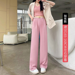 Nettext suit pants women's summer new casual mopping high - waisted wide - leg pants drooping long pants straight small pants - Negative Apparel