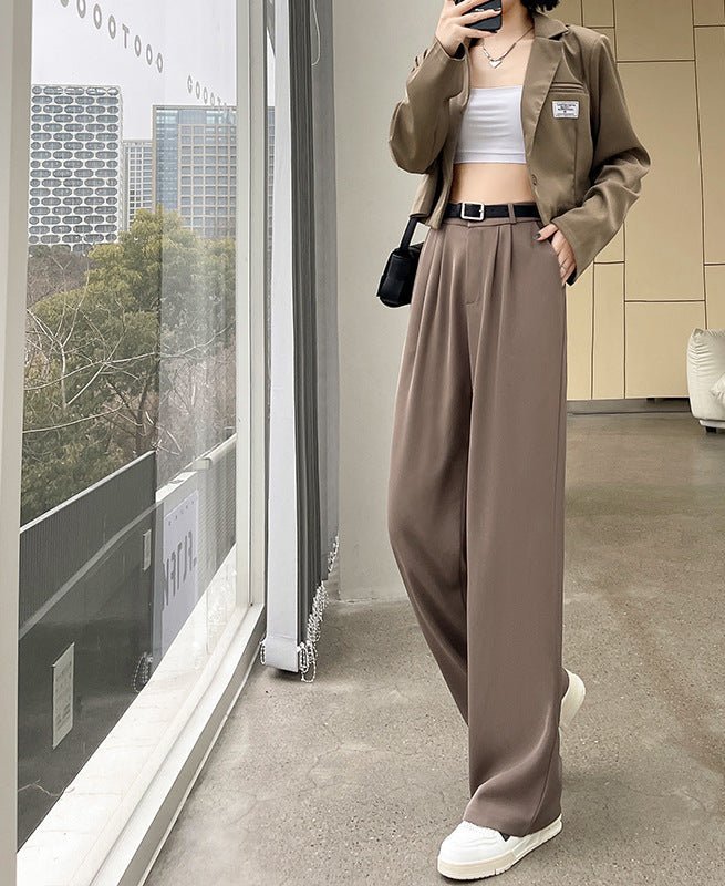 Nettext suit pants women's summer new casual mopping high - waisted wide - leg pants drooping long pants straight small pants - Negative Apparel