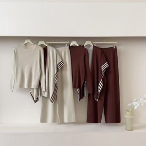 New casual sweater wide - leg pants shawl cardigan - Negative Apparel