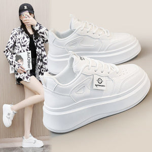 New casual women's shoes 2025 summer breathable solid color heightened thick bottom shoes - Negative Apparel
